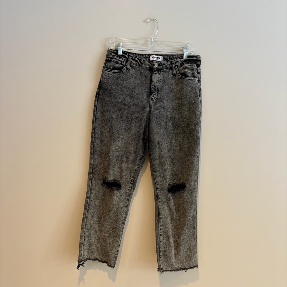 RSQ Gray Distressed High Rise Straight Leg Jeans